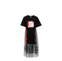 Women's Mesh T-Shirt Dress Two Piece Set
