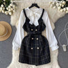 Mesh Dress Two-piece Set V-neck Vest