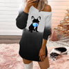 Fashion Tops Europe And America Hot Selling Round Neck Off Shoulder Printed Ladies Dress