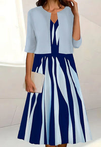 Commuter Floral Print Dress Two-piece Set