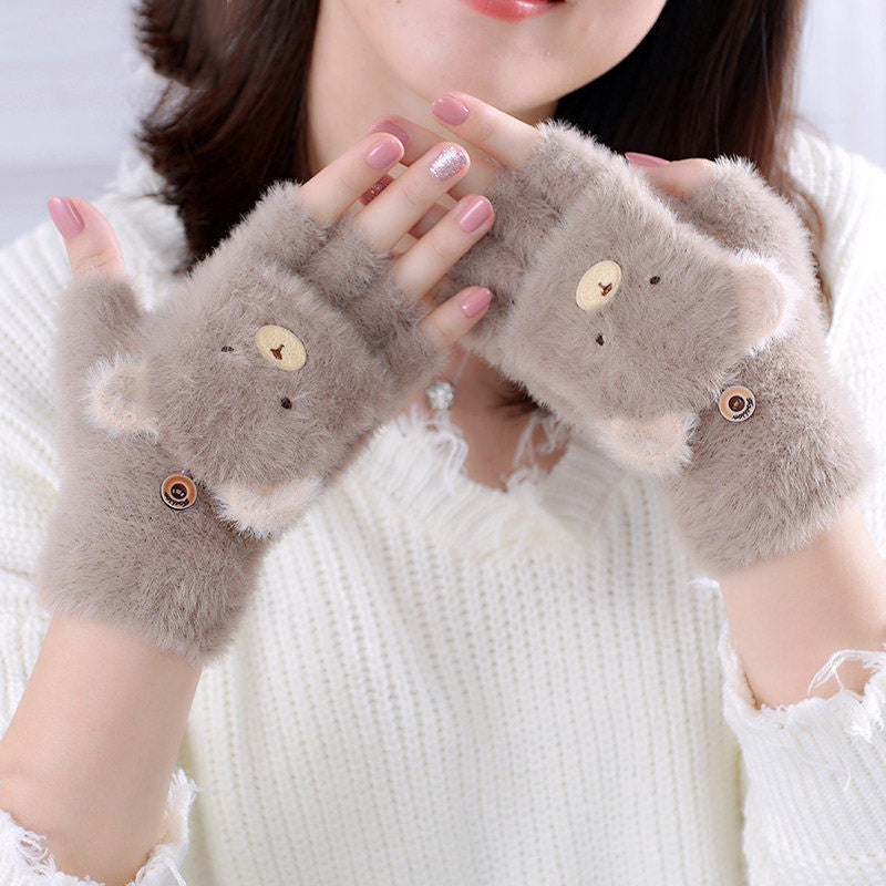 Ladies Cute Thickened Plush Gloves