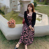 Women's Floral Halter Dress Cardigan Two-piece Set