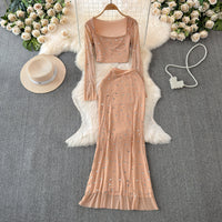 Hip-wrapped Skirt Evening Dress Two-piece Set