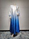 Gradient Fashion Feather Two-piece Set Dress