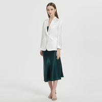 Acetate One Button Neat Slimming Draped Suit Coat