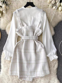 Mesh Dress Two-piece Set V-neck Vest
