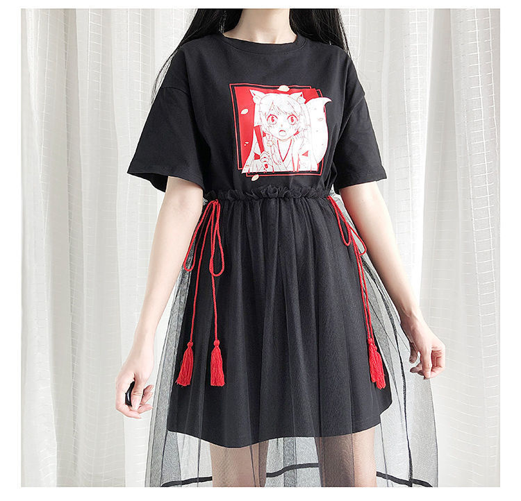 Women's Mesh T-Shirt Dress Two Piece Set