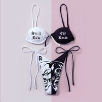 3D Skull And Starry Sky Print Bikini Ladies Split Swimwear