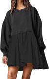 Sweater Dress Loose Long Sleeve Crewneck Pullover Tops Relaxed Fit Sweatshirts Short Dress Autumn And Winter