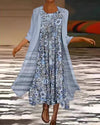 Casual Printed Chiffon Dress Two-piece Set