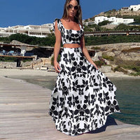 Flower Sleeveless Dress Two Piece Set