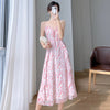 Green Floral Suspender Dress Two-piece Set